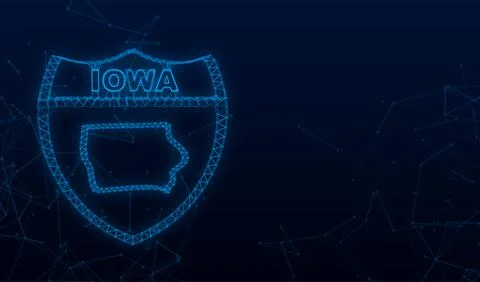 Iowa state map outline Plexus icon. Vector illustration Illustrazione stock