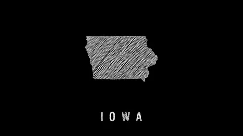 Iowa state map scribble animation on black background Video stock 313387443