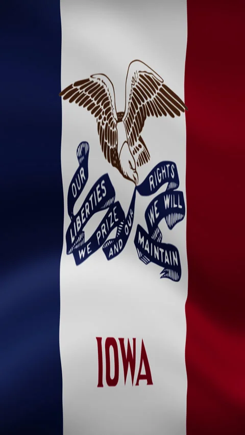 Iowa State Waving Flag in Vertical Orientation – Realistic Loop Animation Stock Footage 294948920