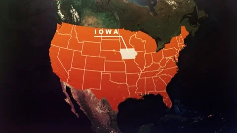 Iowa US State Satellite Map Animation V1 Stock Footage 303743296