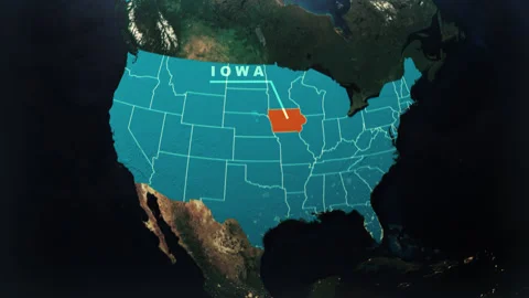 Iowa US State Satellite Map Animation V2 Stock Footage 307779197
