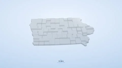 Iowa USA state map 3D animation seamless loop Video stock 341068191