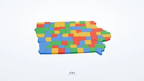 Iowa USA state map 3D animation seamless loop Stock Footage 341069593