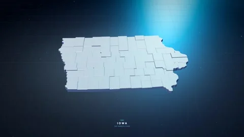 Iowa USA state map with glowing tech digital network style Stock Footage 340613955