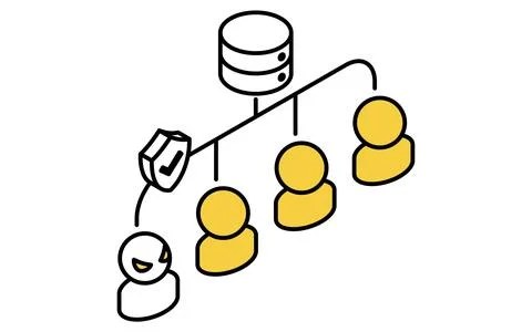 IP address block security isometric line icon with prohibited symbol and ad.. Stock Illustration