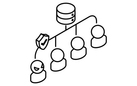 IP address block security isometric line icon with prohibited symbol and ad.. Stock Illustration