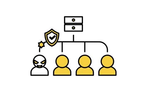 IP address block security line icon with prohibited symbol and address grid Stock Illustration