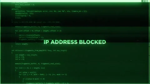 IP Address Blocked words of hacking screen in technology Stock Footage 322695791