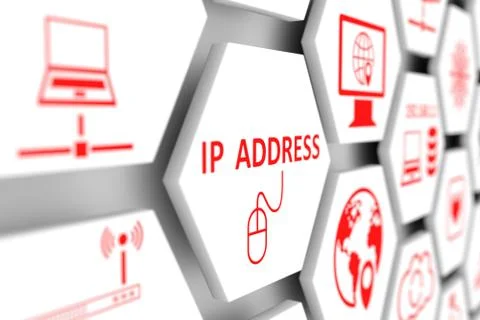 IP Address concept cell blurred background 3d illustration Stock Illustration