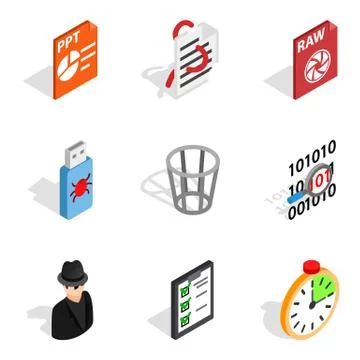 IP address icons set, isometric style 库存插图