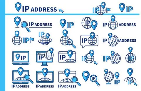 IP address internet location point, computer device web network geolocation icon Stock Illustration