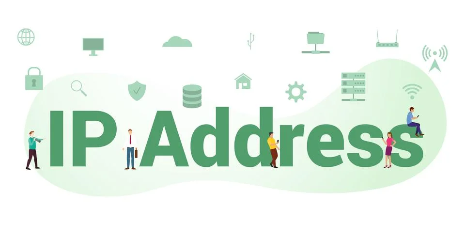 Ip address internet protocol concept with big word or text and team people wi Stock-Illustration