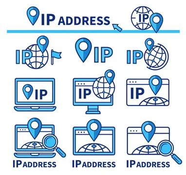 IP address internet protocol location pointer, computer network GPS geolocation イラスト素材