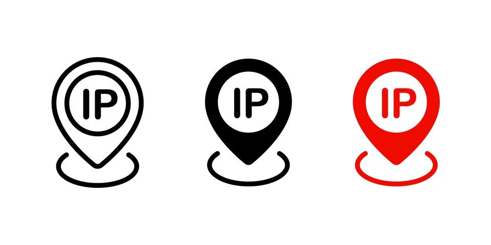 IP address map icon. IP location map pin symbol. Internet protocol red mark.. Stock Illustration