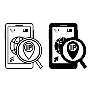 IP Address Tracking Icons. Line and Glyph Vector Illustrations. Identifying.. Stock Illustration