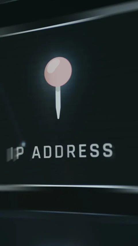 IP address visualization shown with a location pointer icon 스톡 동영상 335867787
