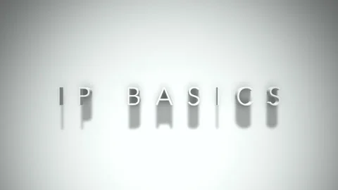 Ip basics 3D title animation with shadows on a white background Stock Footage 296896215