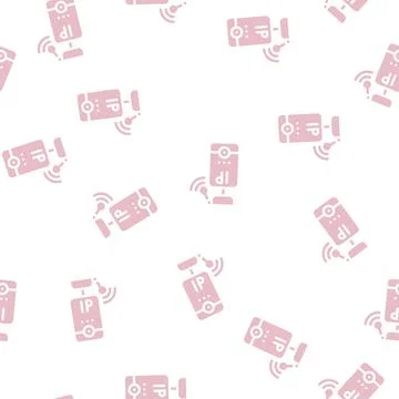 Ip camera glyph vector seamless pattern flat Stockillustratie