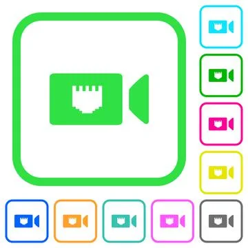 IP camera vivid colored flat icons Illustrazione stock