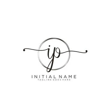 IP Initial handwriting logo with circle template vector Stock Illustration