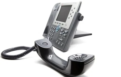 IP Phone with the receiever on the front Stock Photos