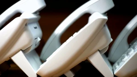 Ip phones stand in a row Stock Footage 71926501