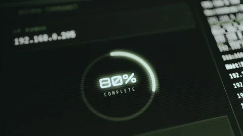 IP scanner terminal showing target IP with circular progress indicator Stock Footage 333379946