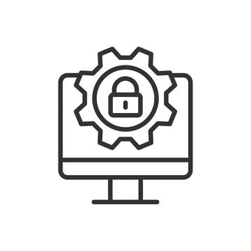 IP security icon in line design. IP, security, network, protection, surveillance Stock Illustration