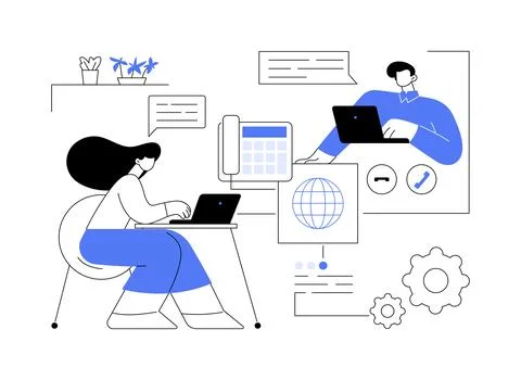 IP telephony abstract concept vector illustration. Stock Illustration