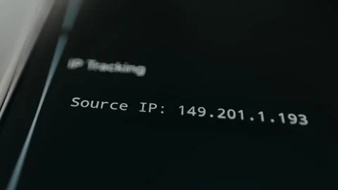 IP Tracking tool, screen displays a found Source IP address Stock Footage 332891285