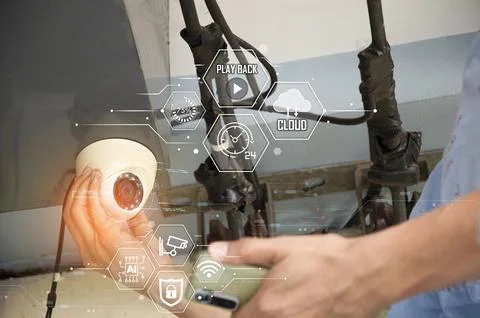 IP wifi wireless security camera supports Internet installation technology,.. Stock Photos