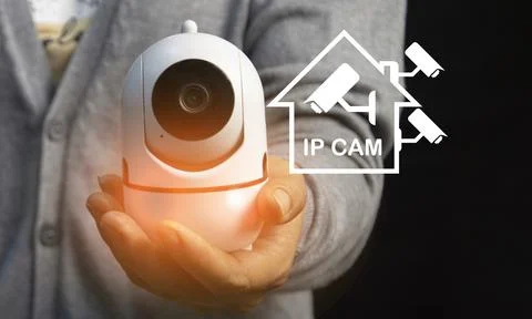 IP wifi wireless security camera supports Internet installation technology,.. Stock Photos