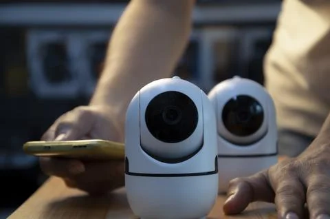 IP wifi wireless security camera supports Internet installation technology,.. Stock Photos