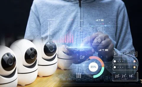 IP wifi wireless security camera supports Internet installation technology,.. Stock Photos