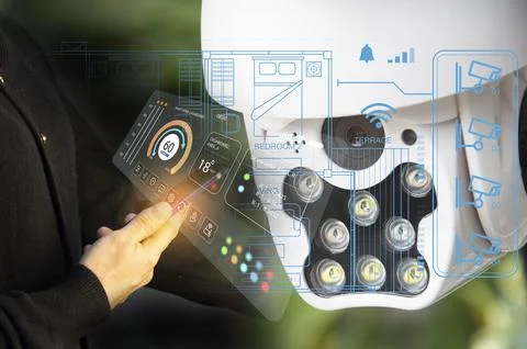 IP wifi wireless security camera supports Internet installation technology,.. Stock Photos