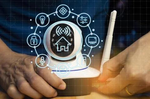 IP wifi wireless security camera supports Internet installation technology,.. Stock Photos