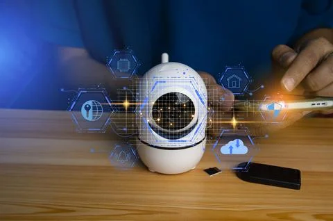 IP wifi wireless security camera supports Internet installation technology,.. Stock Photos