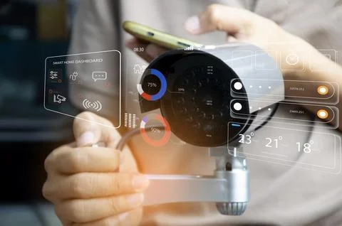 IP wifi wireless security camera supports Internet installation technology,.. Stock Photos