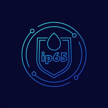 Ip65 standard, waterproof icon with shield, linear Stock Illustration