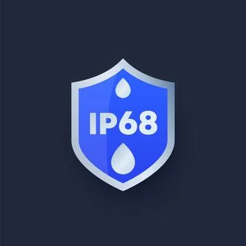IP68 rating, waterproof icon with a shield Illustrazione stock
