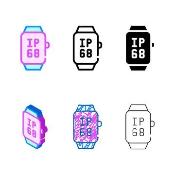 Ip68 smart watch waterproof protection color icon mix vector Stock Illustration