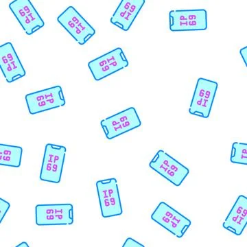 Ip69 smartphone waterproof protection vector seamless pattern Stock Illustration