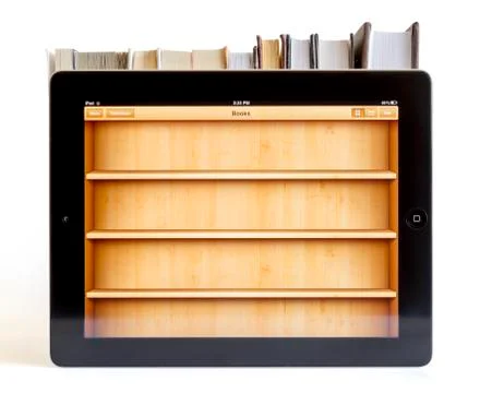 Ipad 3 with books application Stock Photos