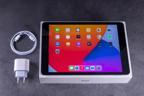 IPad 8th generation on desk 库存照片