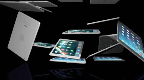IPad Air 3D Model Crashing On A Reflective Stage Stock Footage 42156690