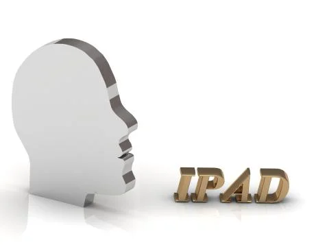 IPAD - bright gold letters and silver head mind technology on a white backgro Stock Illustration