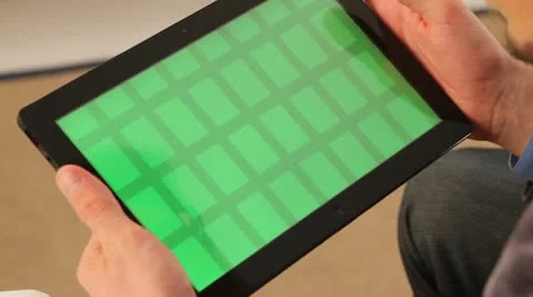 IPad greenscreen display actions Stock Footage 22343686