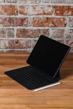 IPad Magic Keyboard Desk Setup Stock Photos