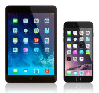 Ipad mini and iphone 6 plus Stock Photos