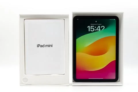Ipad Mini by Apple Inc. isolated on white background. Stock Photos